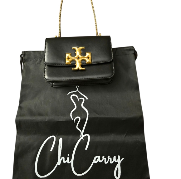 Black Tory Burch Eleanor Small Convertible Leather Shoulder Bag.  - Picture 1 of 13